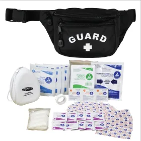 Kemp USA Hip Pack with GUARD Logo and First Aid Supply Pack (S1)-BLK