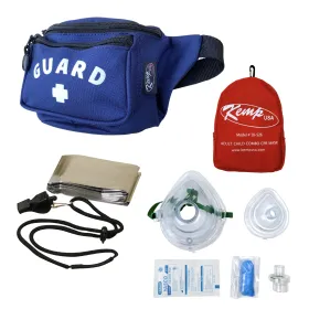 Kemp USA Hip Pack with Lifeguard Essentials Supply Pack & Adult/Child & Infant CPR Mask NVY-S2-COMBO