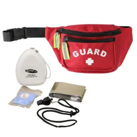 Kemp USA Hip Pack with GUARD Logo and Lifeguard Essentials Supply Pack -RED-PRE-S2