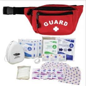 Kemp USA Hip Pack with GUARD Logo and First Aid Supply Pack -RED-S1