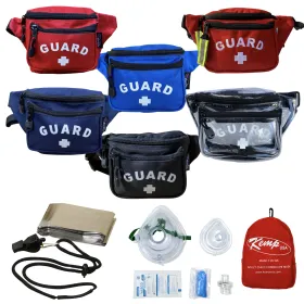 Kemp USA Hip Pack with Lifeguard Essentials Supply Pack & Adult/Child & Infant CPR Mask BLK-S2-COMBO