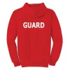 Kemp USA Hooded Pullover Sweatshirt, Red with GUARD Logo in White on Front & Back 18-007-RED-MED