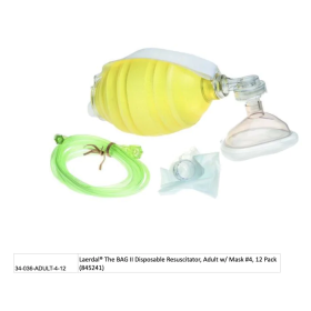 Laerdal® The BAG II Disposable Resuscitator, Adult w/ Mask #4, 12 Pack (845241)