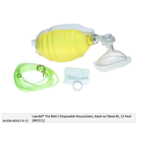 Laerdal® The BAG II Disposable Resuscitator, Adult w/ Mask #5, 12 Pack (845211)