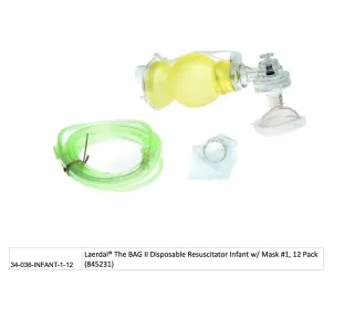 Laerdal® The BAG II Disposable Resuscitator Infant w/ Mask #1, 12 Pack (845231)